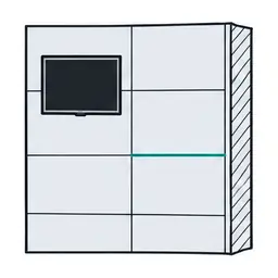 Schematic: Porcelain tile, slab or stone-veneer feature wall