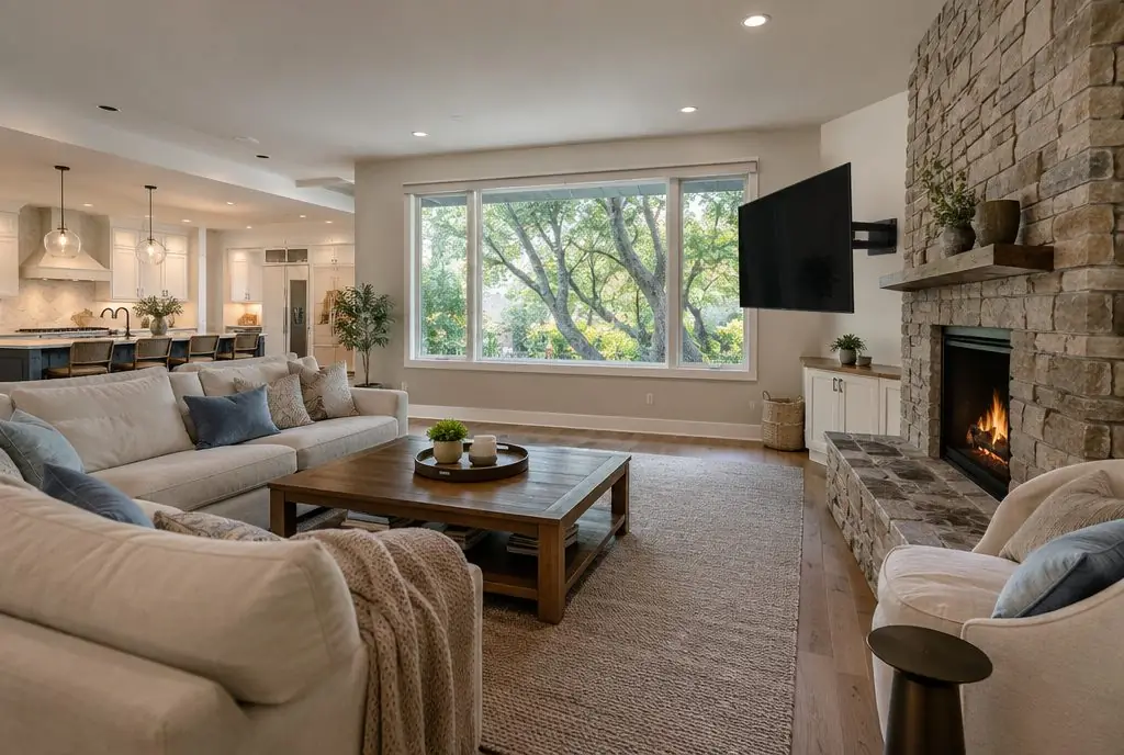 TV mounted in a typical Northwood home — TV Mounting Studio Irvine
