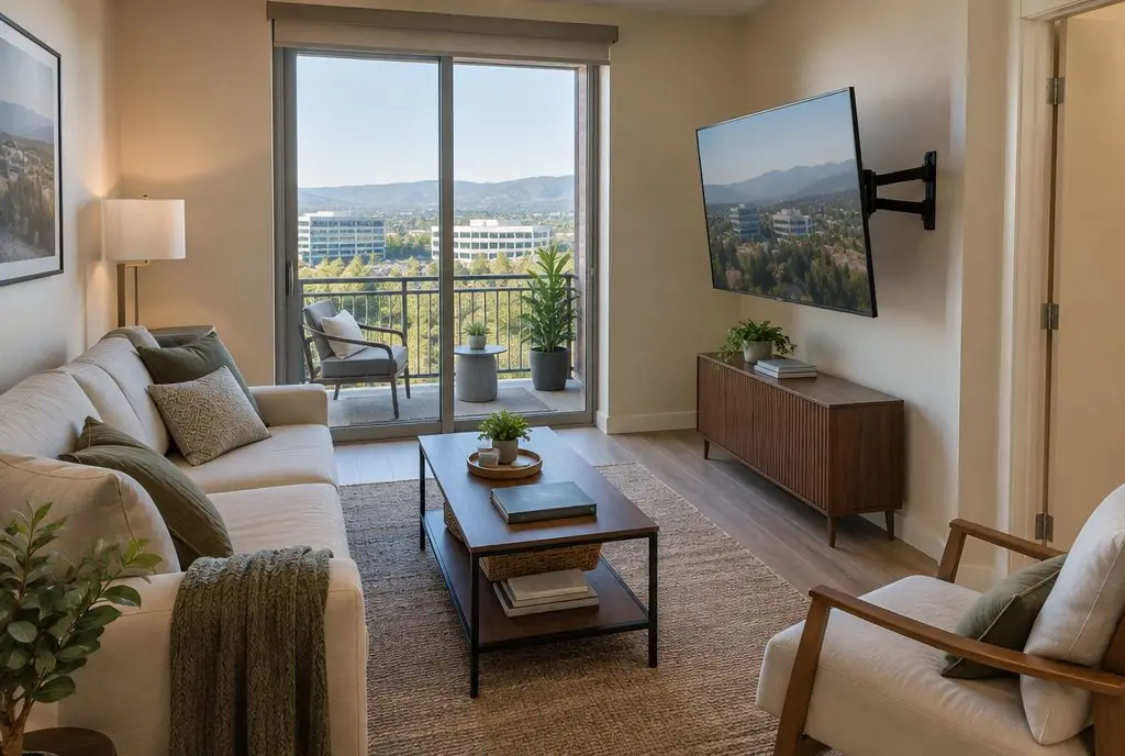 TV mounted in a typical Quail Hill home — TV Mounting Studio Irvine